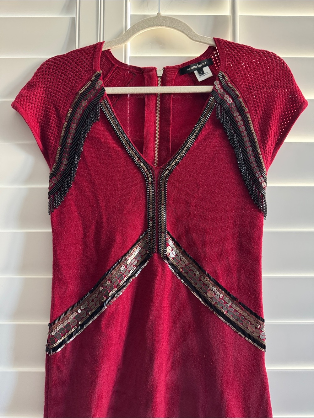 Nanette Lepore beaded embellished knit dress